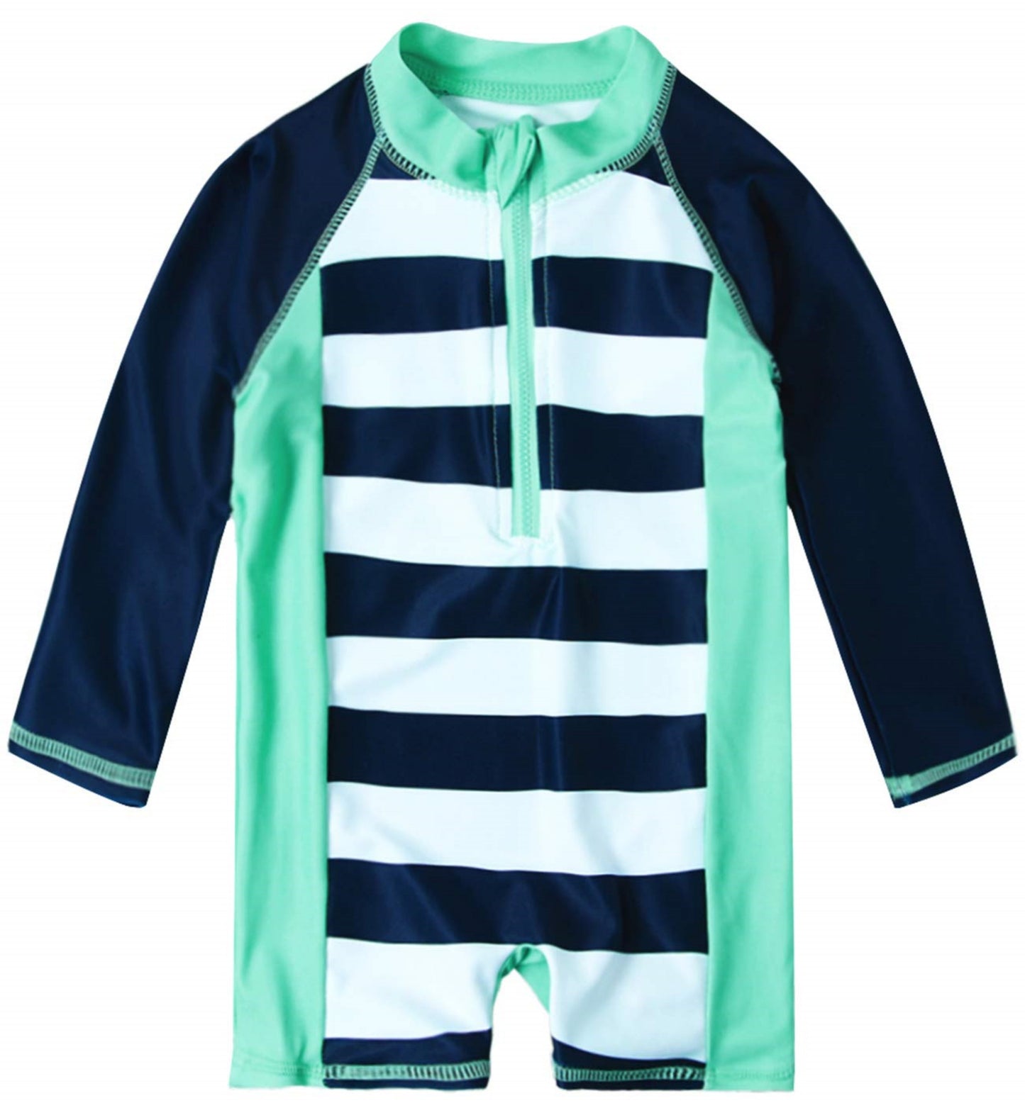 Aideaone Infant Baby Boys Swimsuit One Piece Rash Guard Long Sleeve Bathing Suit Zipper Swimwear for Boys 3-36 Months