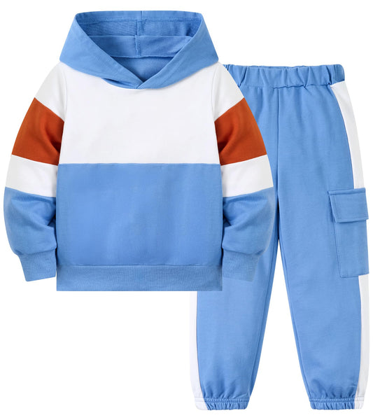 Aideaone Boys Clothes Color-Block Hoodie Sweatshirts & Pants Set 2pcs Toddler Boys Fall Winter Outfit Set 2-6Y
