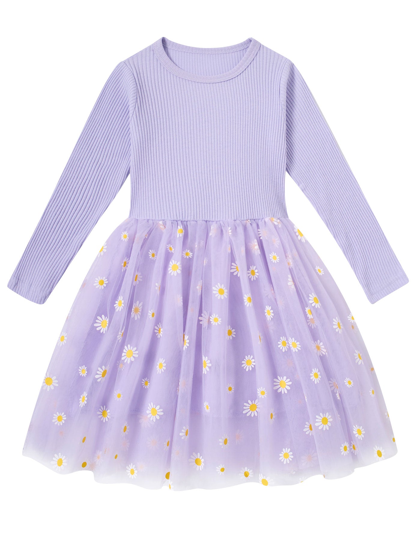 Aideaone Girls Dresses Long Sleeve Tutu Dress Fluffy Tulle Fall Winter Dresses Pink 4-8 Years