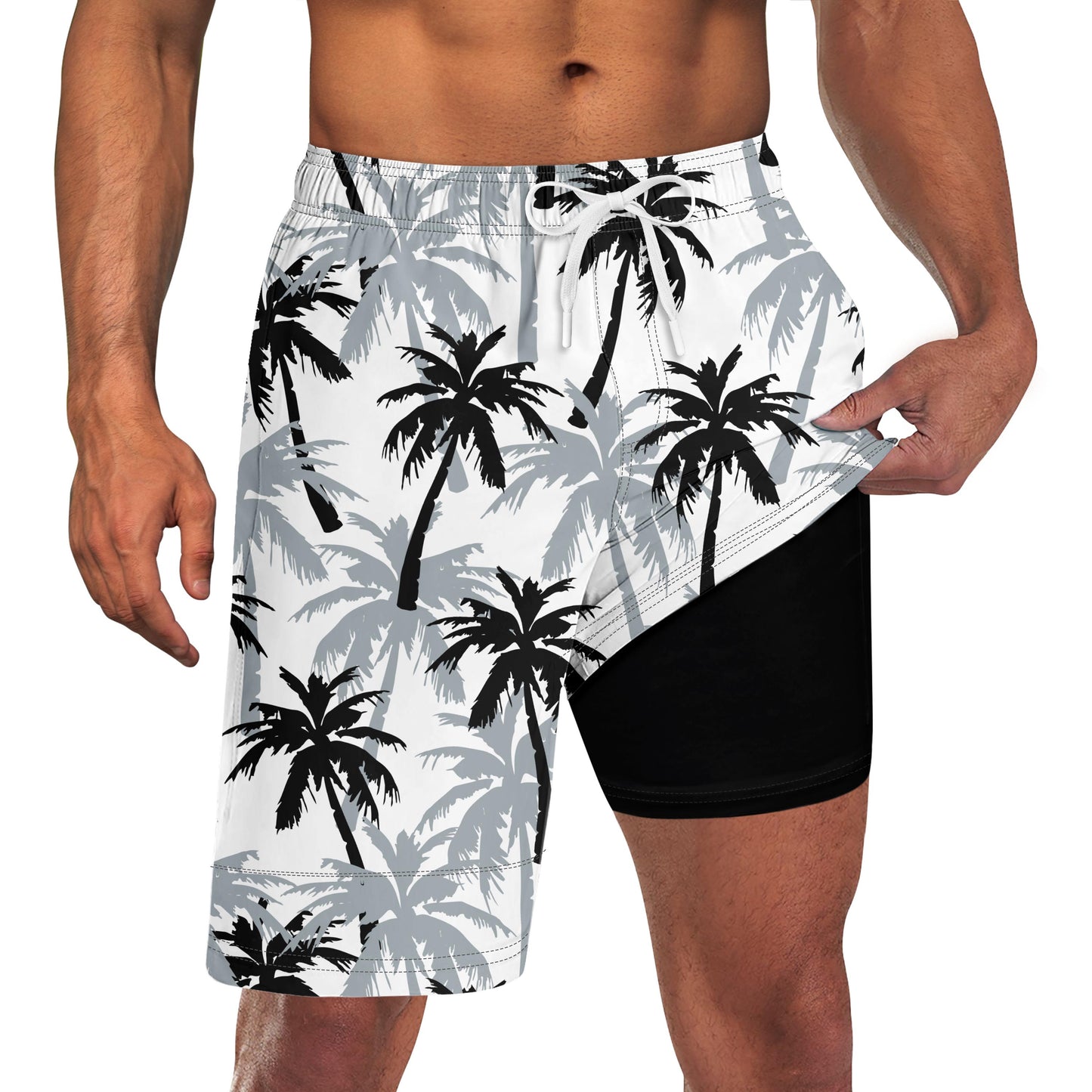 Aideaone Men's Swim Trunks with Compression Liner 9" Quick Dry Board Shorts Swimsuit Swimwear Bathing Suit