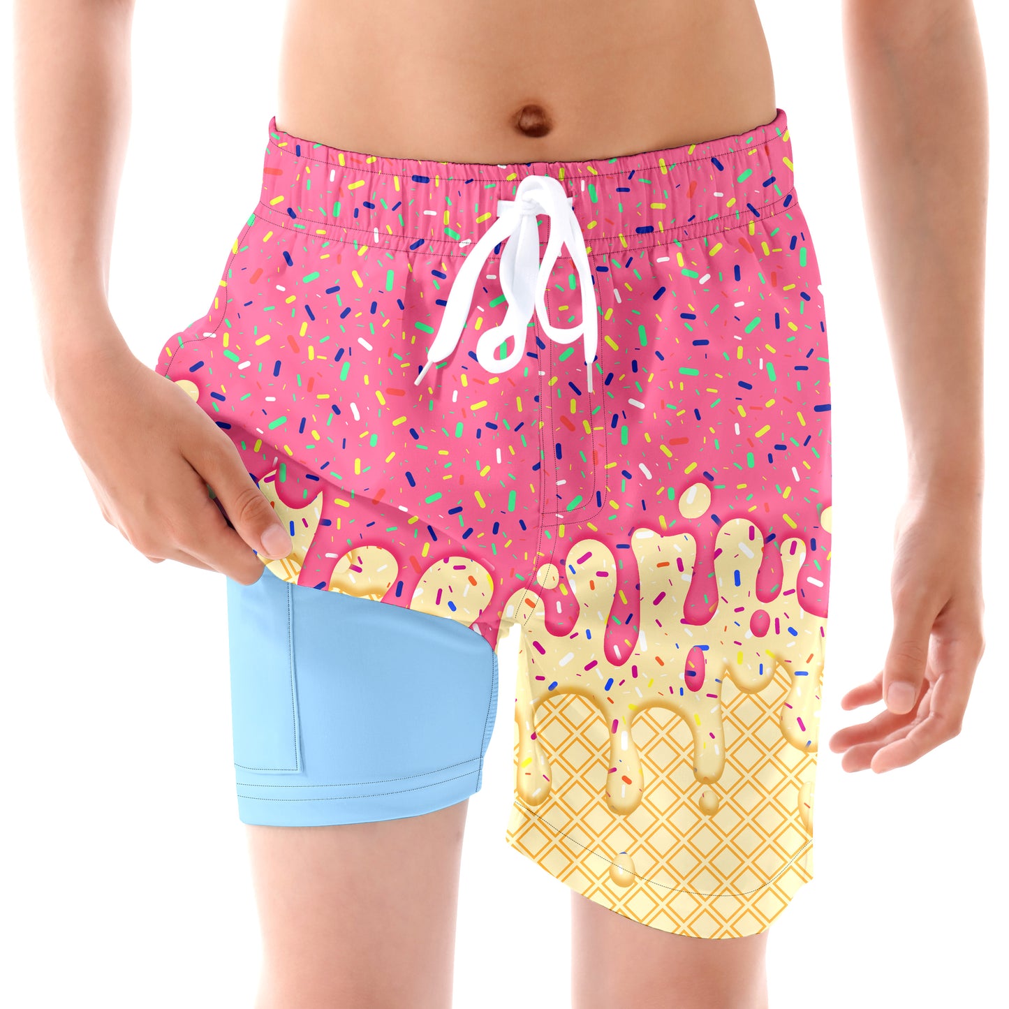 Aideaone Boys Swim Trunks with Compression Liner Casual Bathing Suit for Kids Swim Shorts 6-18 Years