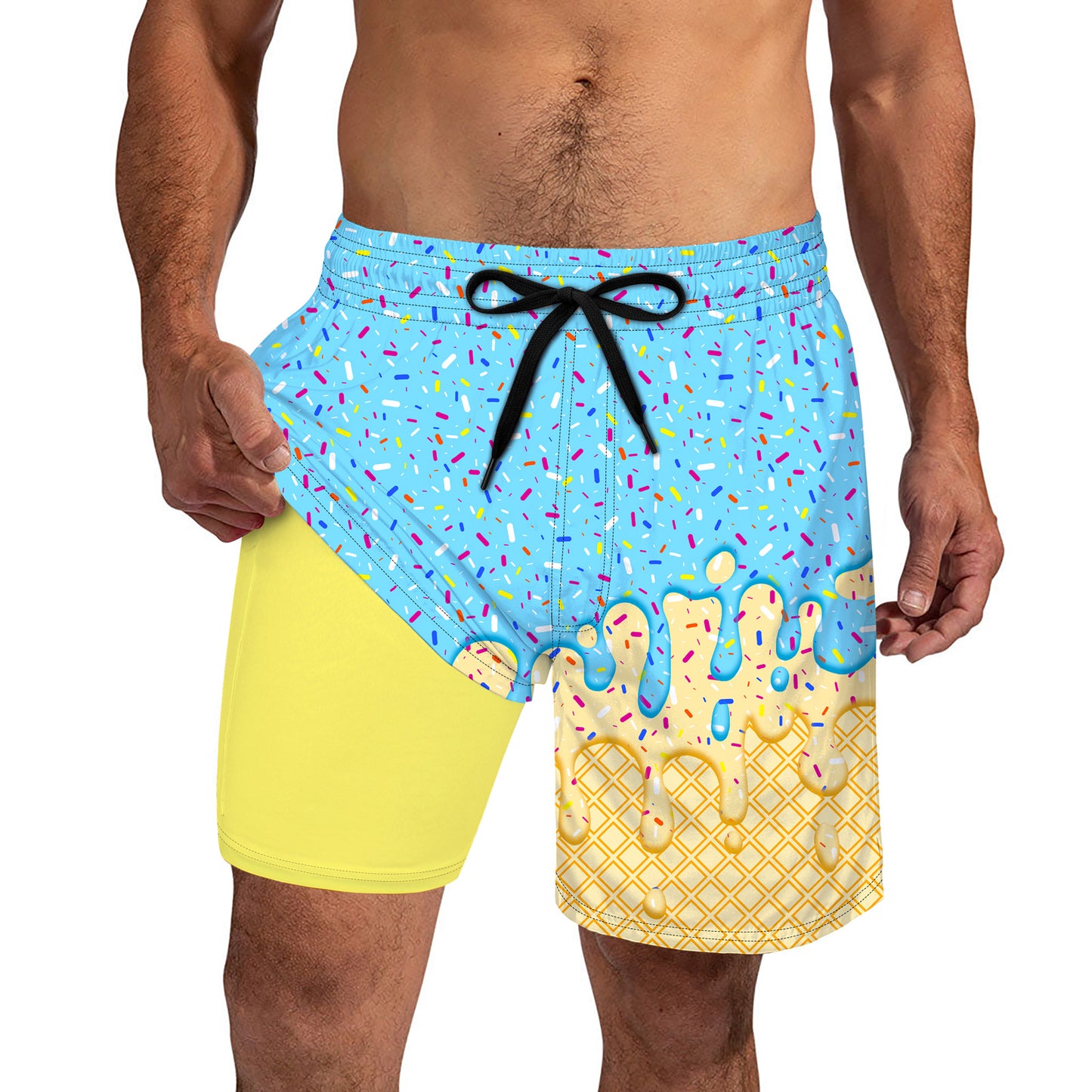 Aideaone Mens Swimming Trunks with Compression Liner Swim Shorts 7 inch Quick Dry Bathing Suit Anti Chafe Boardshorts