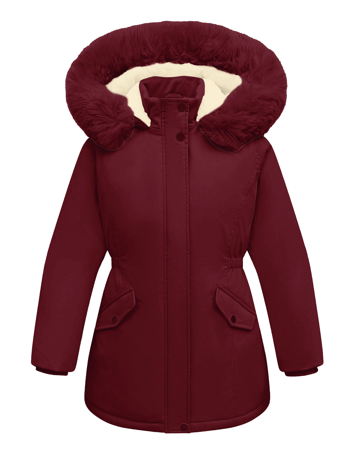 Aideaone Girls Winter Coats Heavyweight Kids Outerwear Warm Parka Puffer Jacket with Hood Purple 5-12Y