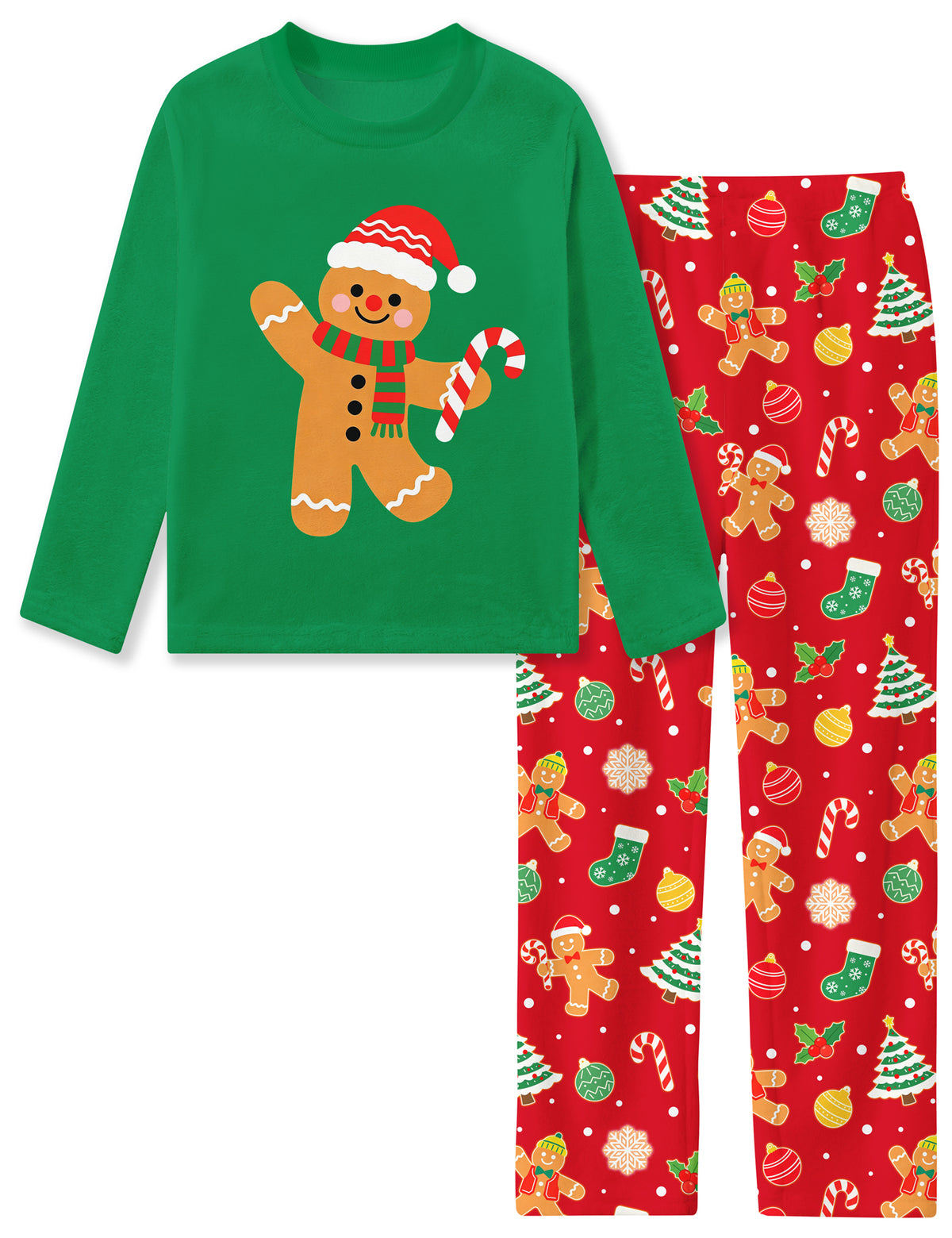Aideaone Girls Christmas Fleece Pajamas Set Kids Soft Flannel Winter Pjs 2 Piece Size 7-14