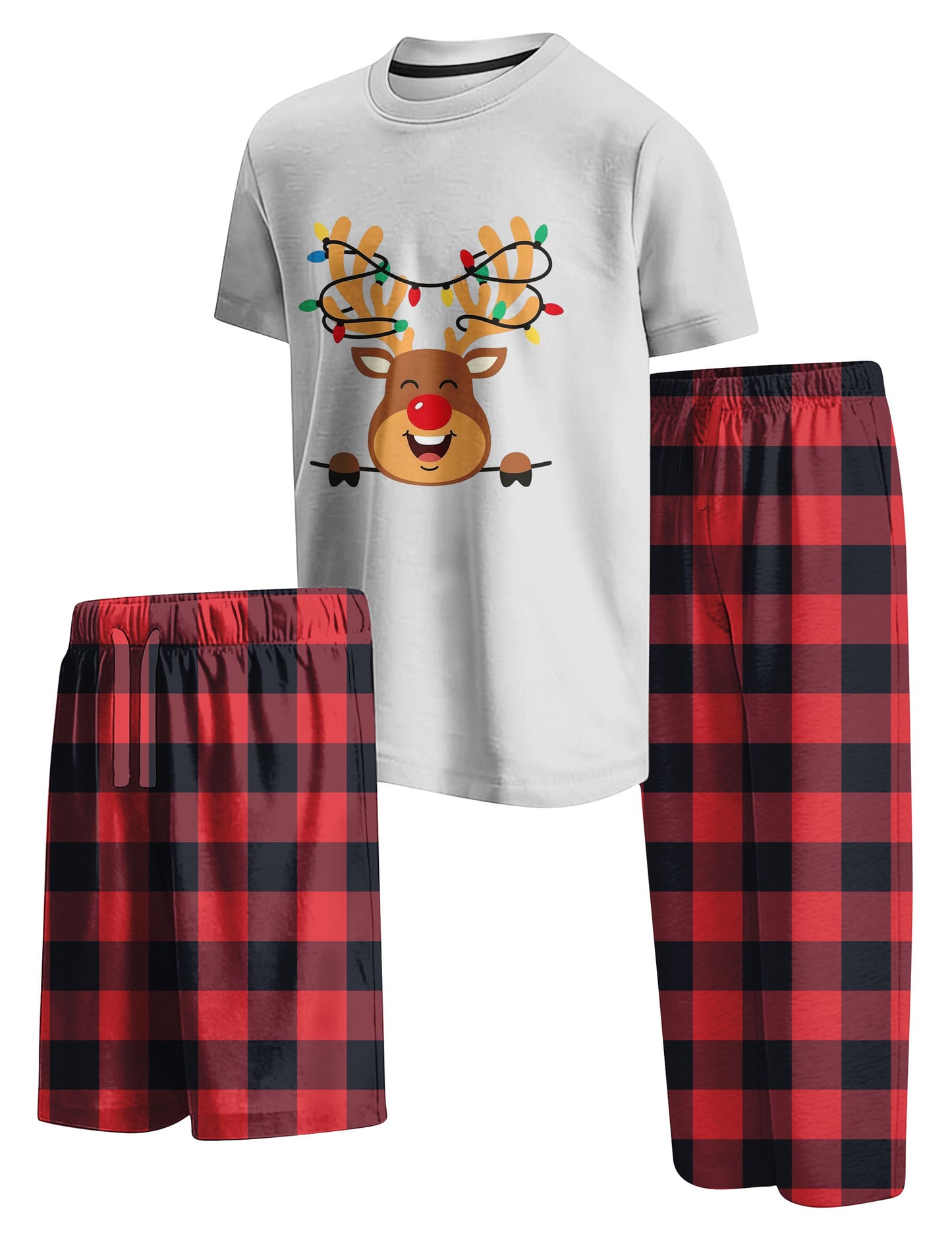 Aideaone Boys Pajamas Set Long Sleeves Tees & Pants 3-Piece Printed Kid Sleepwear Pajamas Set for Boys 7-14Y