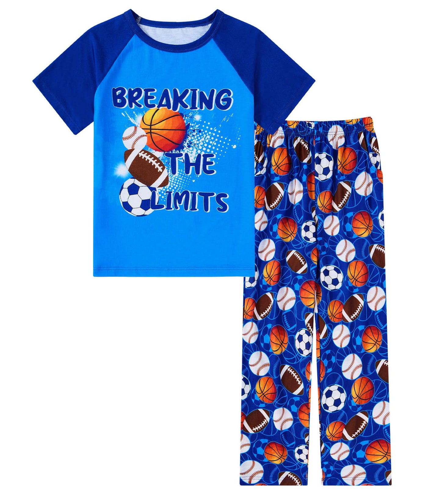 Aideaone Boys' Pajamas Set Short Sleeves Tops & Long Pants 2-Piece Printed Kid Sleepwear Pajamas Set for Boys 6-14Y