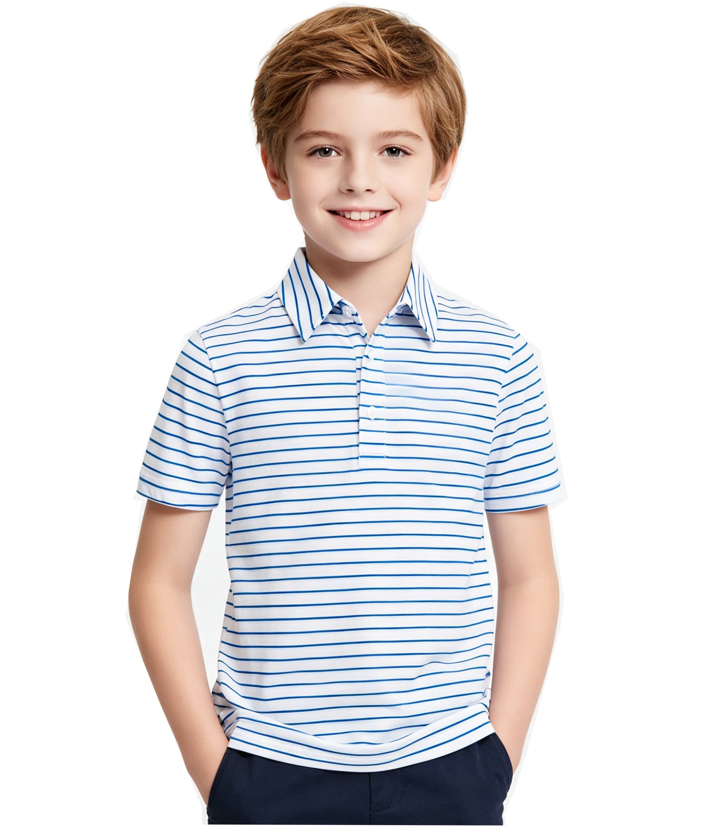 Boys Polo Shirt Stripe Casual Short Sleeve Shirts for Boys Size 5-14T