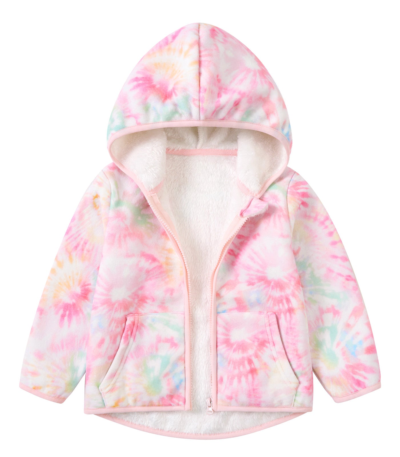 Aideaone Toddler Fleece Jacket Zip up Baby Boys Girls Hooded Winter Coat Long Sleeve Kids Thick Warm Outerwear