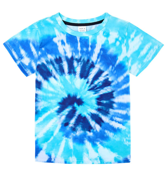 Aideaone Boys Girls Tie Dye Shirt Hippies Senior Rainbow Tees T Shirts for Kids 4-14 Years