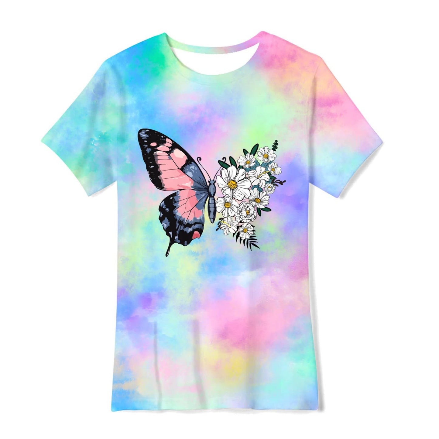 Tie Dye Shirts for Girls Kids Casual T-shirts Crewneck Short Sleeve Tee Top Size 5-12