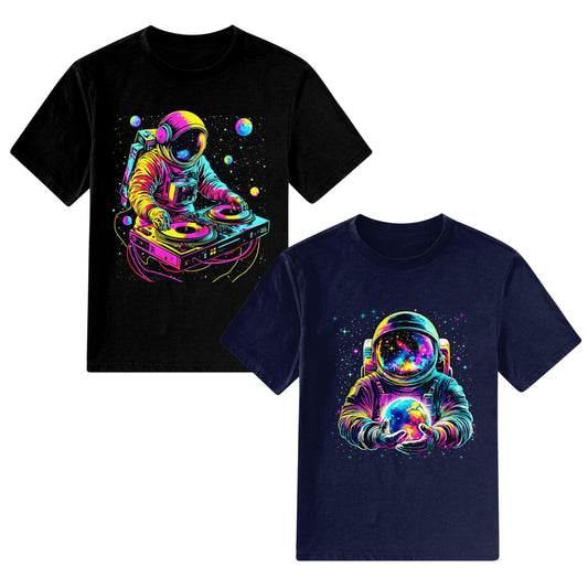 Aideaone Boys 2 Pack Printed T Shirts Crew Neck Soft Short Sleeve Casual Tees for 7-12 Years Kids