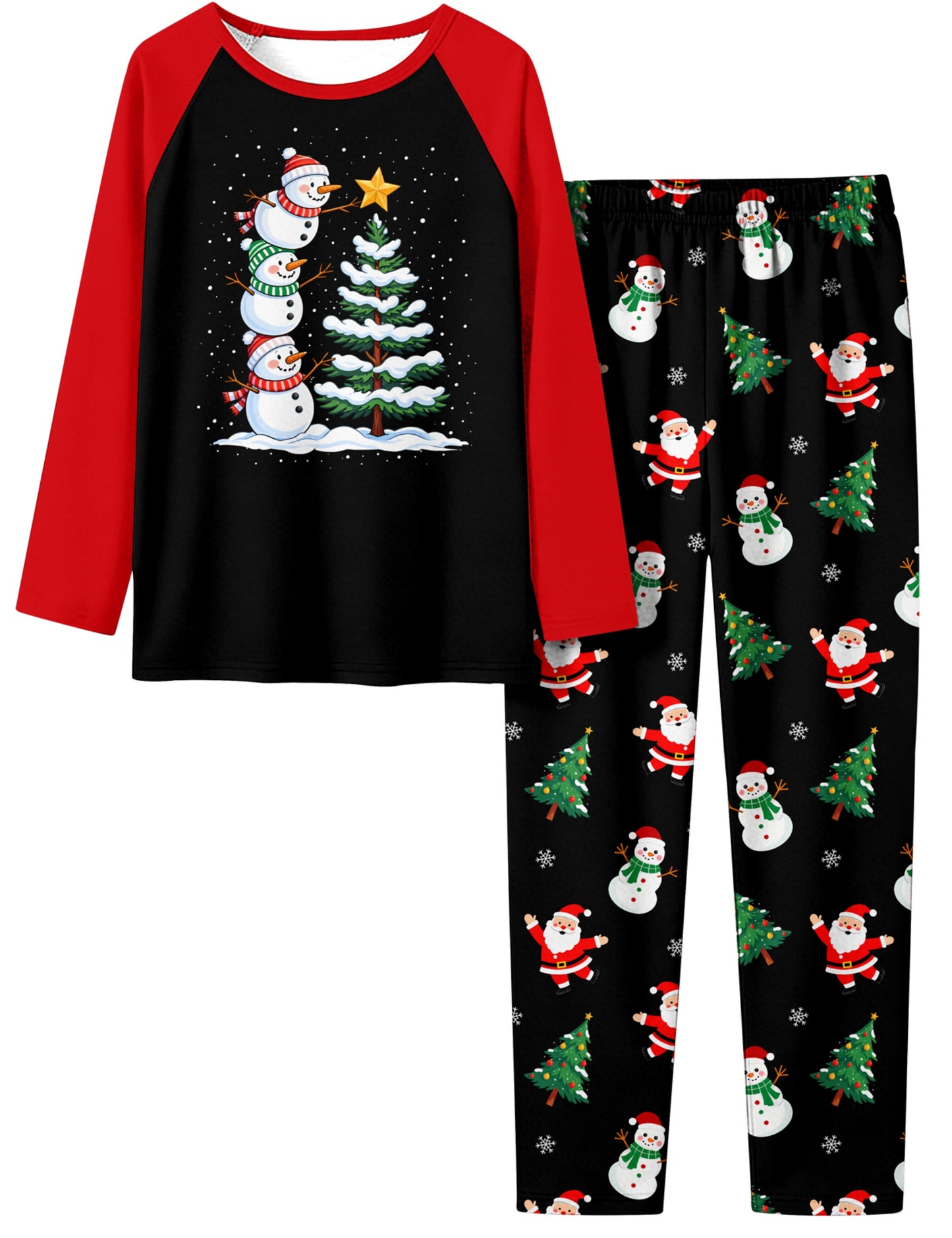 Aideaone Boys' Christmas Pajamas Set Long Sleeves Tees &amp; Pants 2-Piece Printed Kid Sleepwear Pajamas Set for Boys 7-14Y