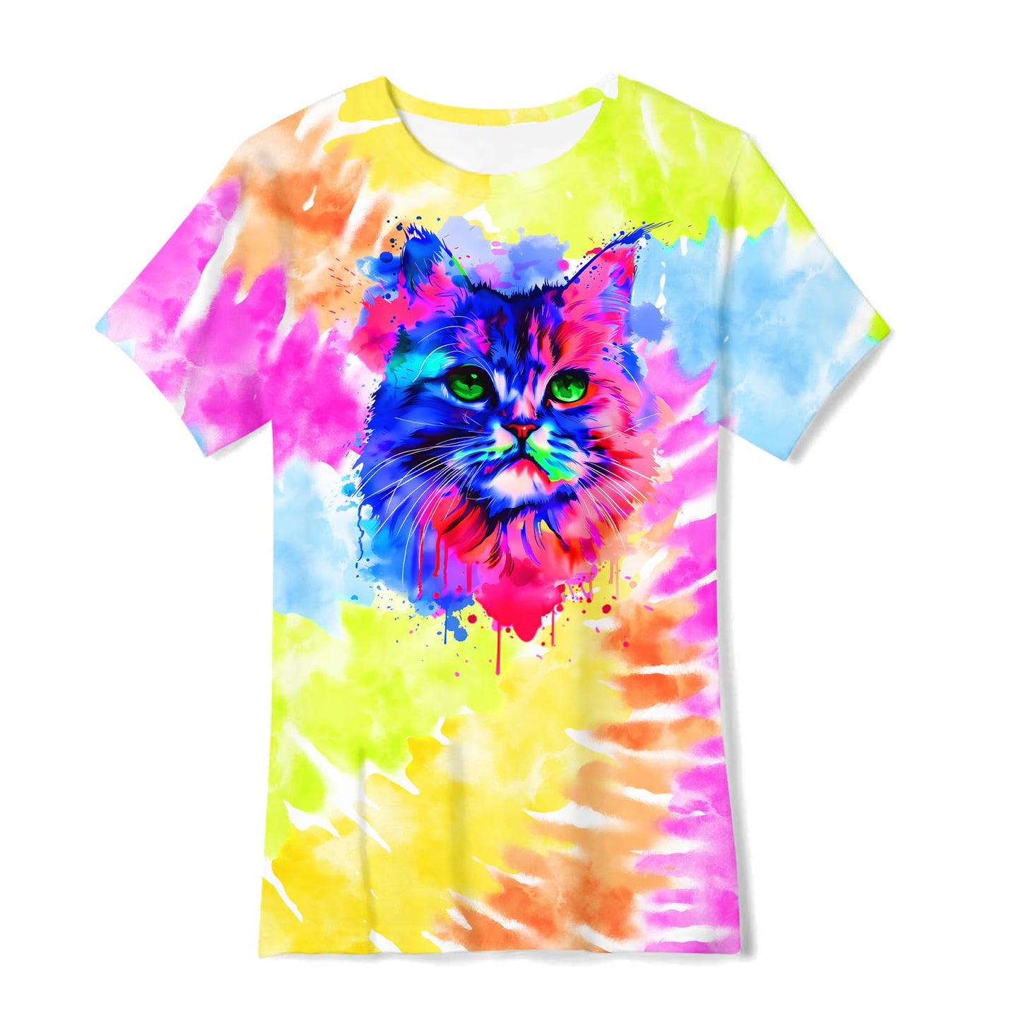 Tie Dye Shirts for Girls Kids Casual T-shirts Crewneck Short Sleeve Tee Top Size 5-12
