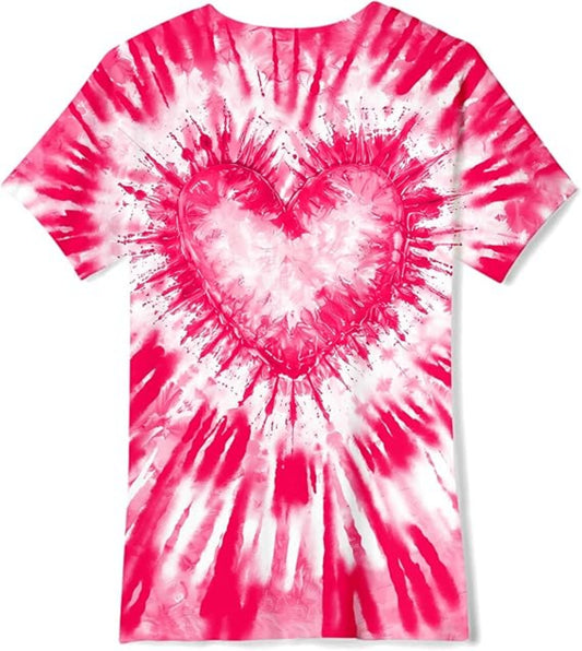 Tie Dye Shirts for Girls Kids Casual T-shirts Crewneck Short Sleeve Tee Top Size 5-12