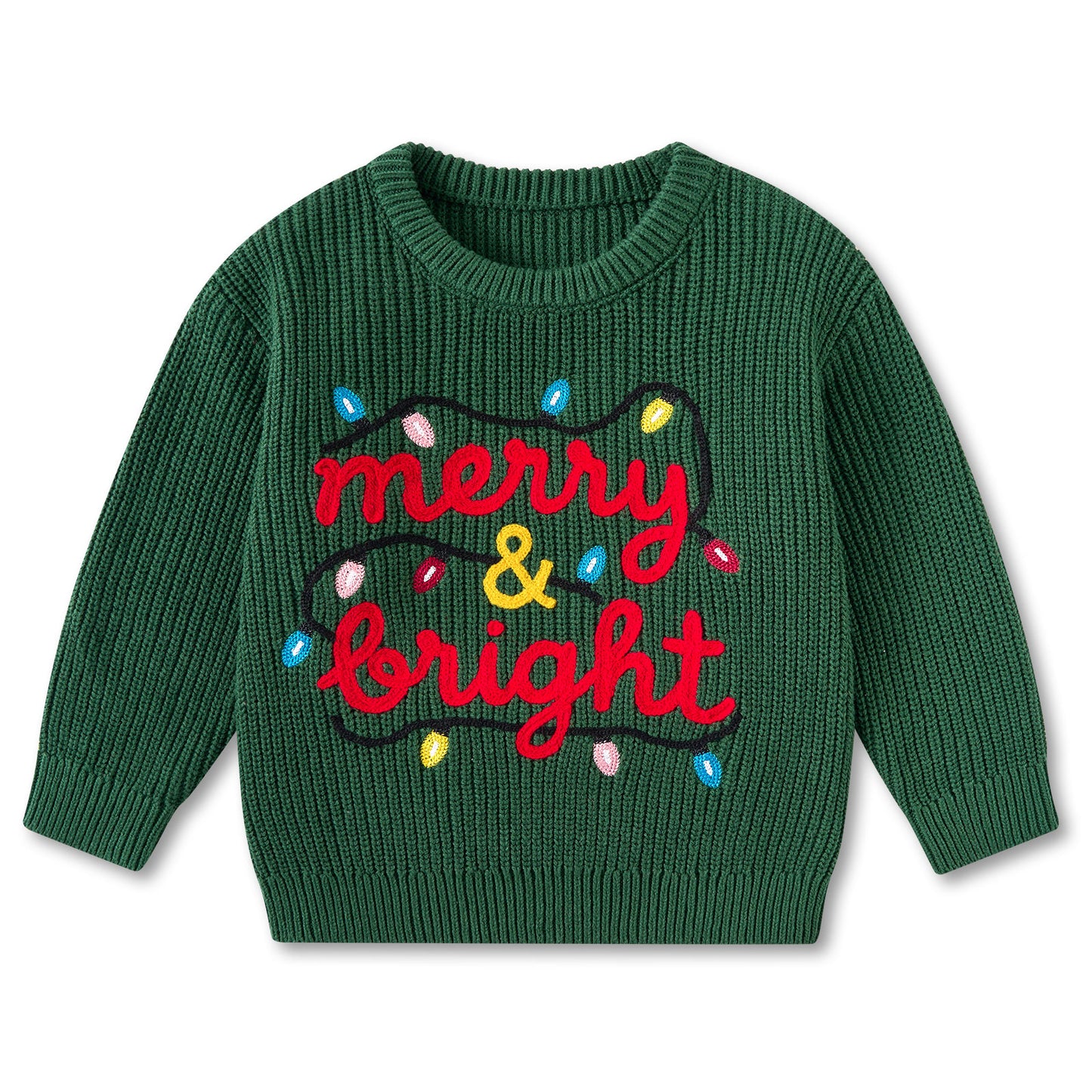Aideaone Toddler Baby Boy Girl Christmas Sweater Letter Embroidery Pullover Sweatshirt Warm Crewneck Long Sleeve Tops for Infant 9M-3T
