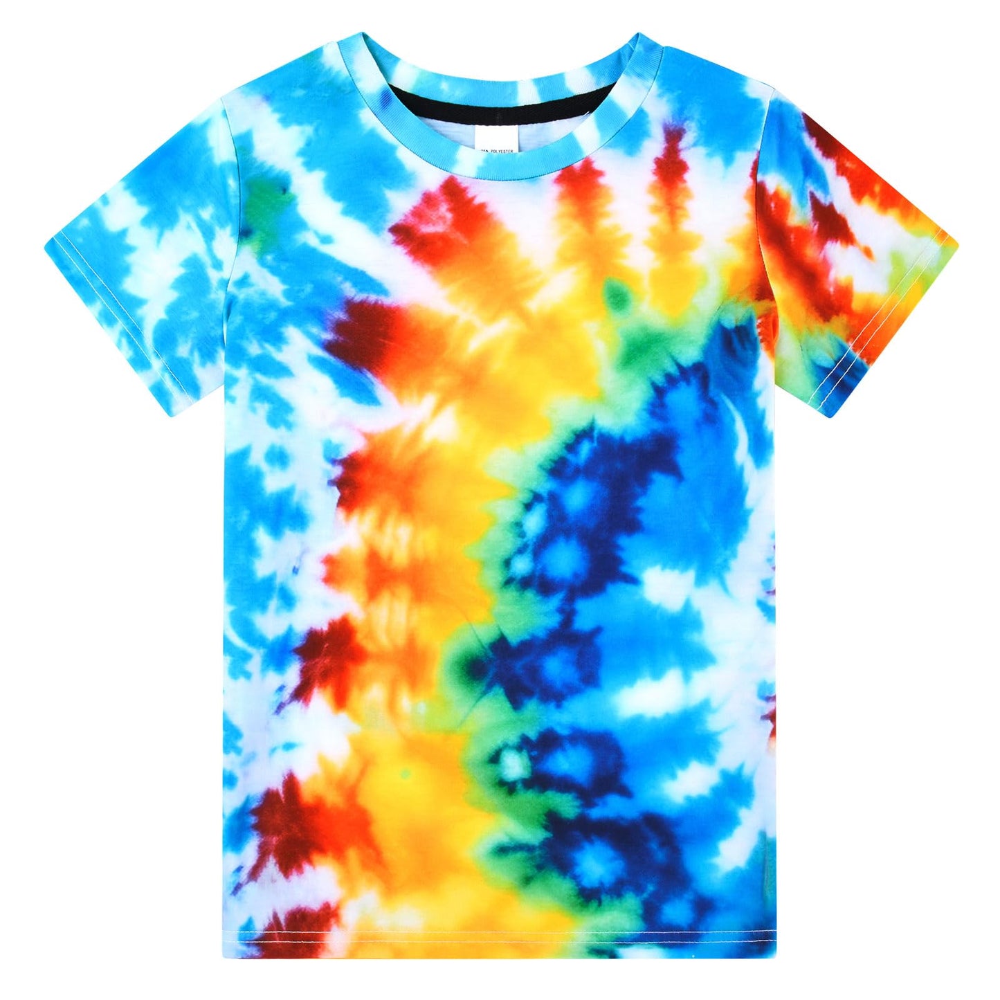 Aideaone Boys Girls Tie Dye Shirt Hippies Senior Rainbow Tees T Shirts for Kids 4-14 Years