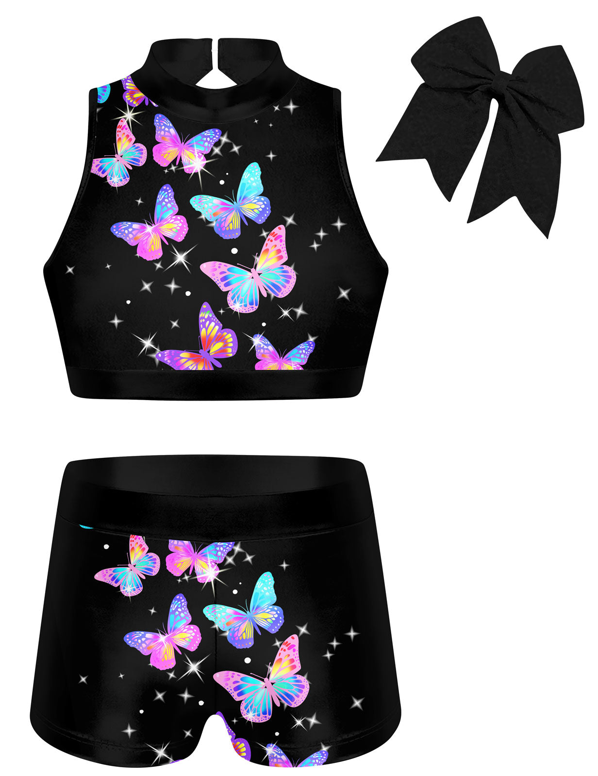Aideaone Gymnastics Leotards for Girls with Shorts Sparkly Ballet Dance Unitards Biketards 5-10Y