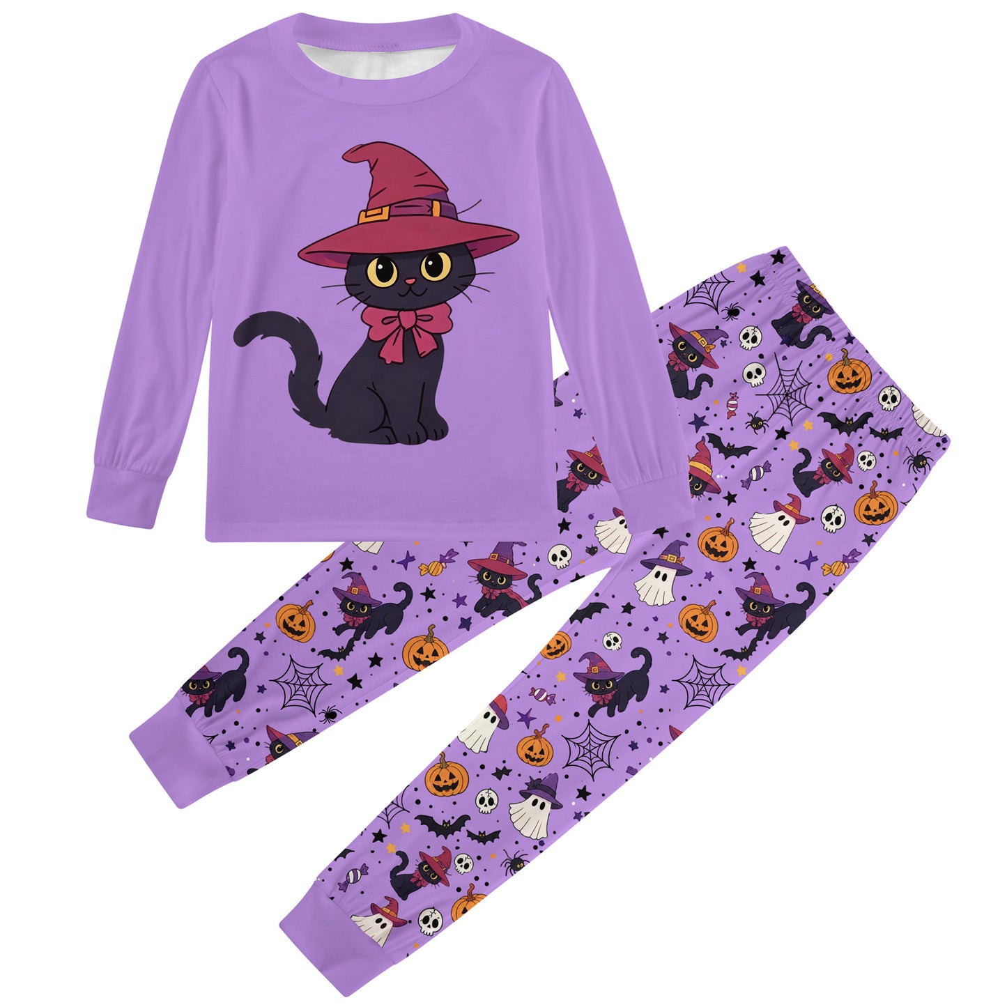 Aideaone Pajama Set Kids 2 Piece Long Sleeve Unisex Boys Girls Soft Stretchy Sleepwear Ages 2 to 8