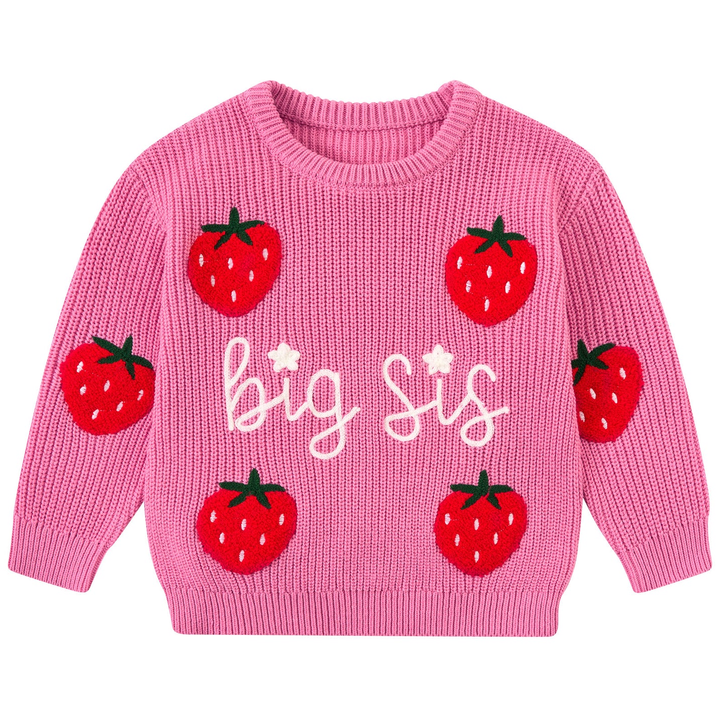 Aideaone Toddler Baby Girl Knit Sweater Big Sister Little Sister Matching Outfits Long Sleeve Pullover Sweatshirt for Infant 12M-4T