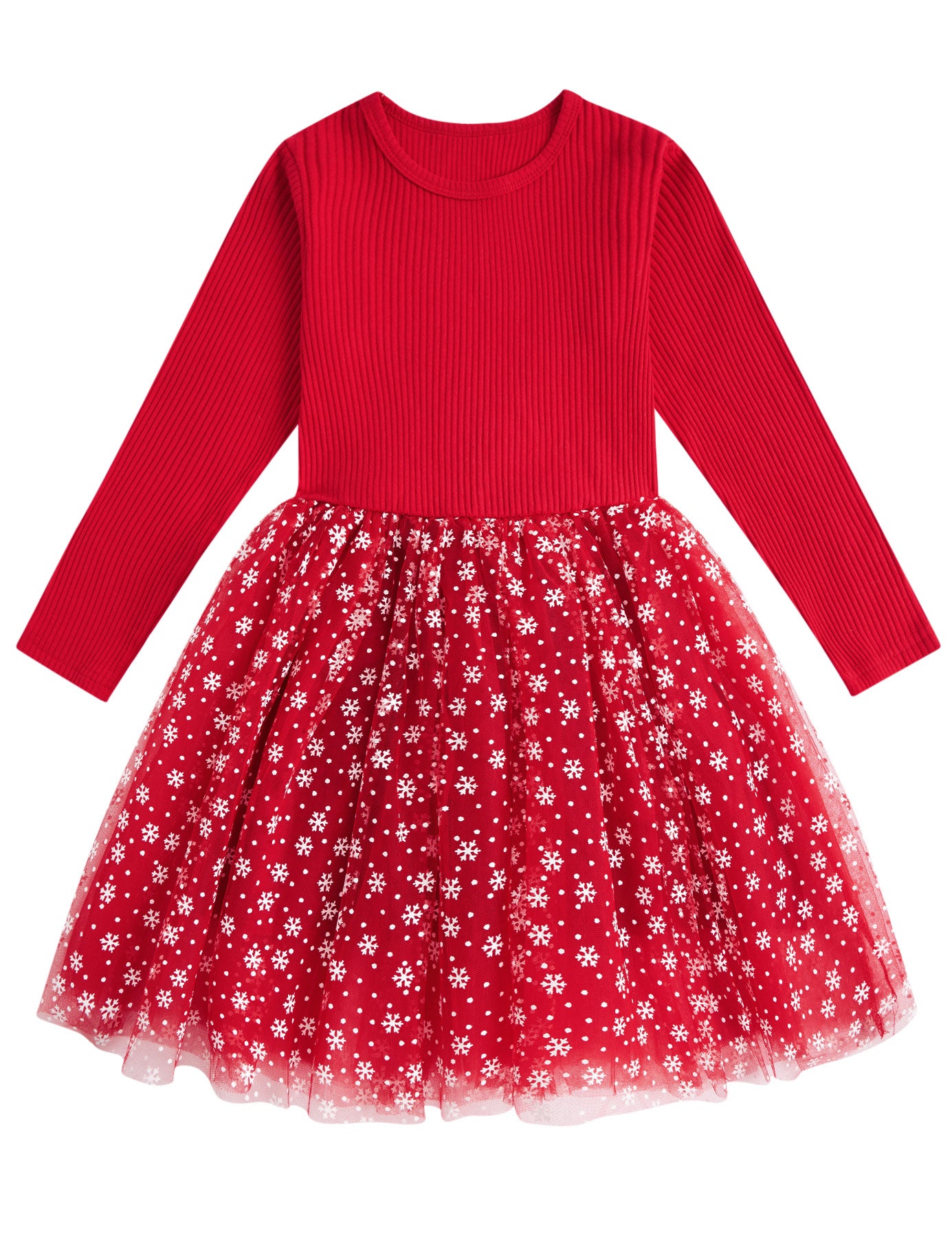 Aideaone Girls Dresses Long Sleeve Tutu Dress Fluffy Tulle Fall Winter Dresses Pink 4-8 Years