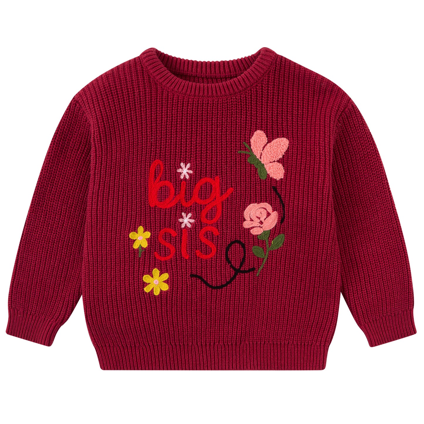 Aideaone Toddler Baby Girl Knit Sweater Big Sister Little Sister Matching Outfits Long Sleeve Pullover Sweatshirt for Infant 12M-4T