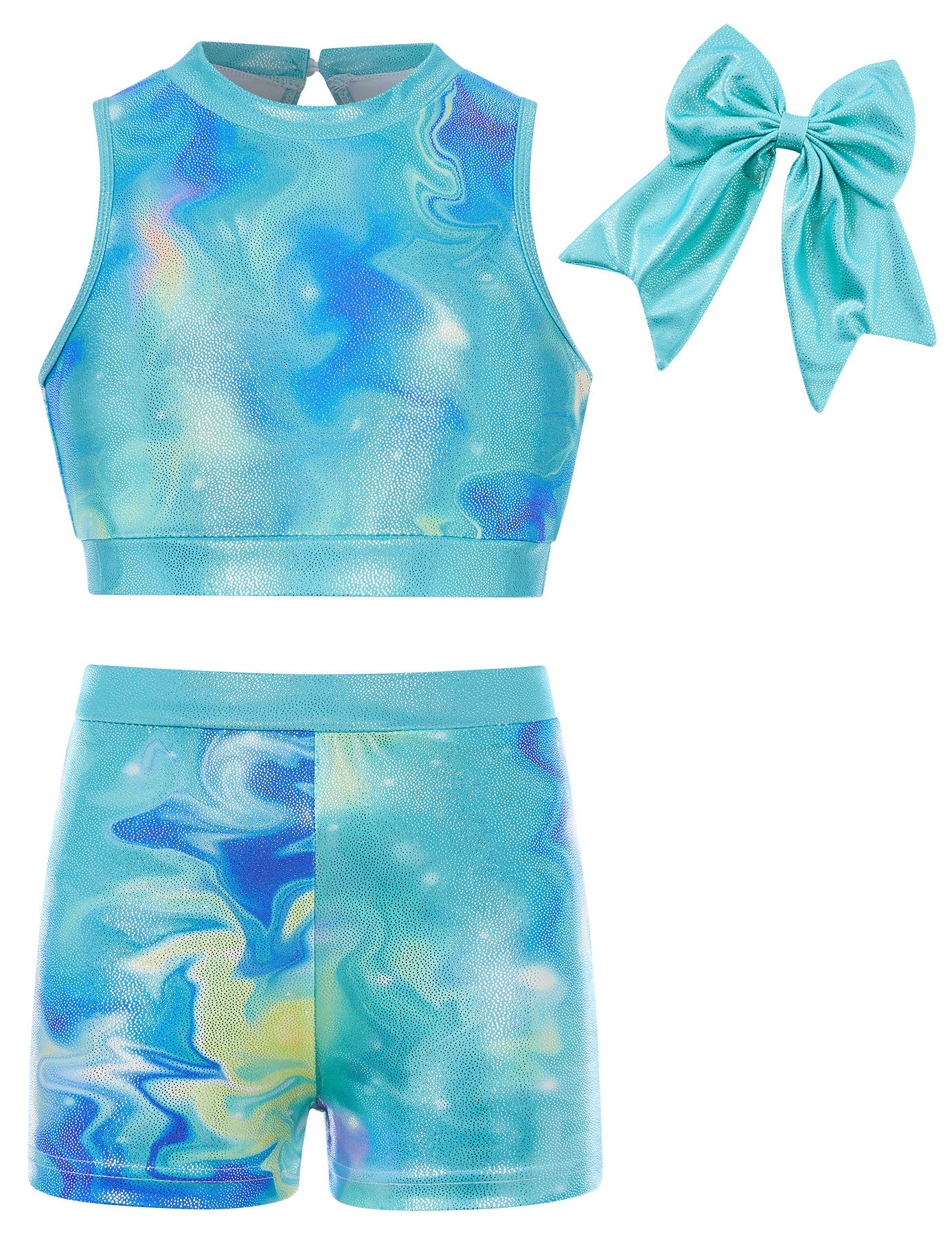 Aideaone Gymnastics Leotards for Girls with Shorts Sparkly Ballet Dance Unitards Biketards 5-10Y