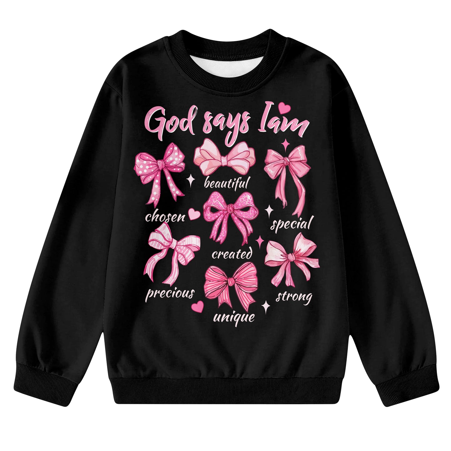 Aideaone Girls Sweatshirs Crewneck Cute Cartoon Graphic Pullover Long Sleeve Relaxed Fit Tops Rose Pink 5-14Years