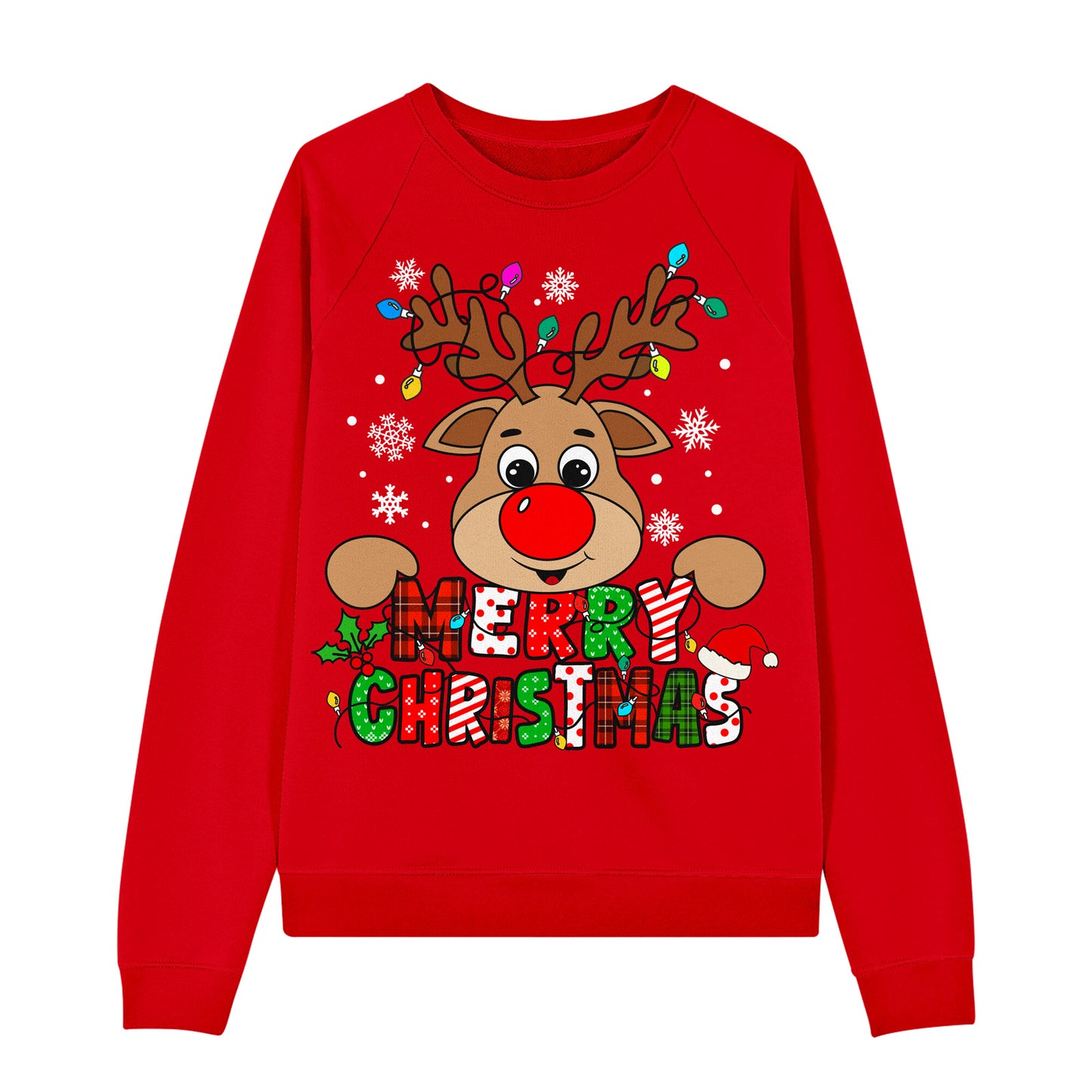 Aideaone Girls Boys Christmas Sweatshirts Unisex Funny Xmas Print Pullover Inner Fleece Long Sleeve Top Shirt 5-12 Years