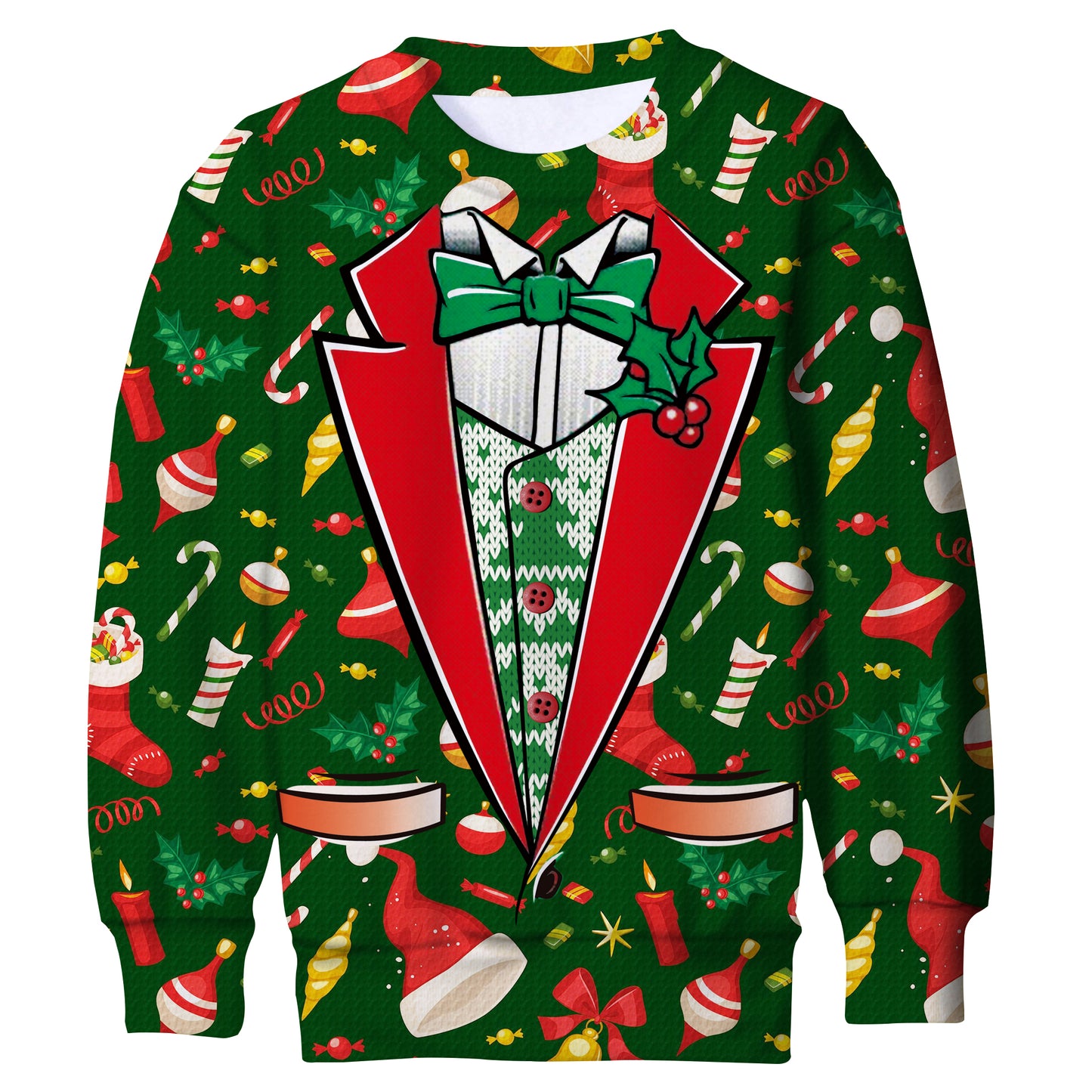 Aideaone Boys Girls Ugly Christmas Sweatshirt Kids 3D Graphic Xmas Pullover Long Sleeve Sizes 4‑16T