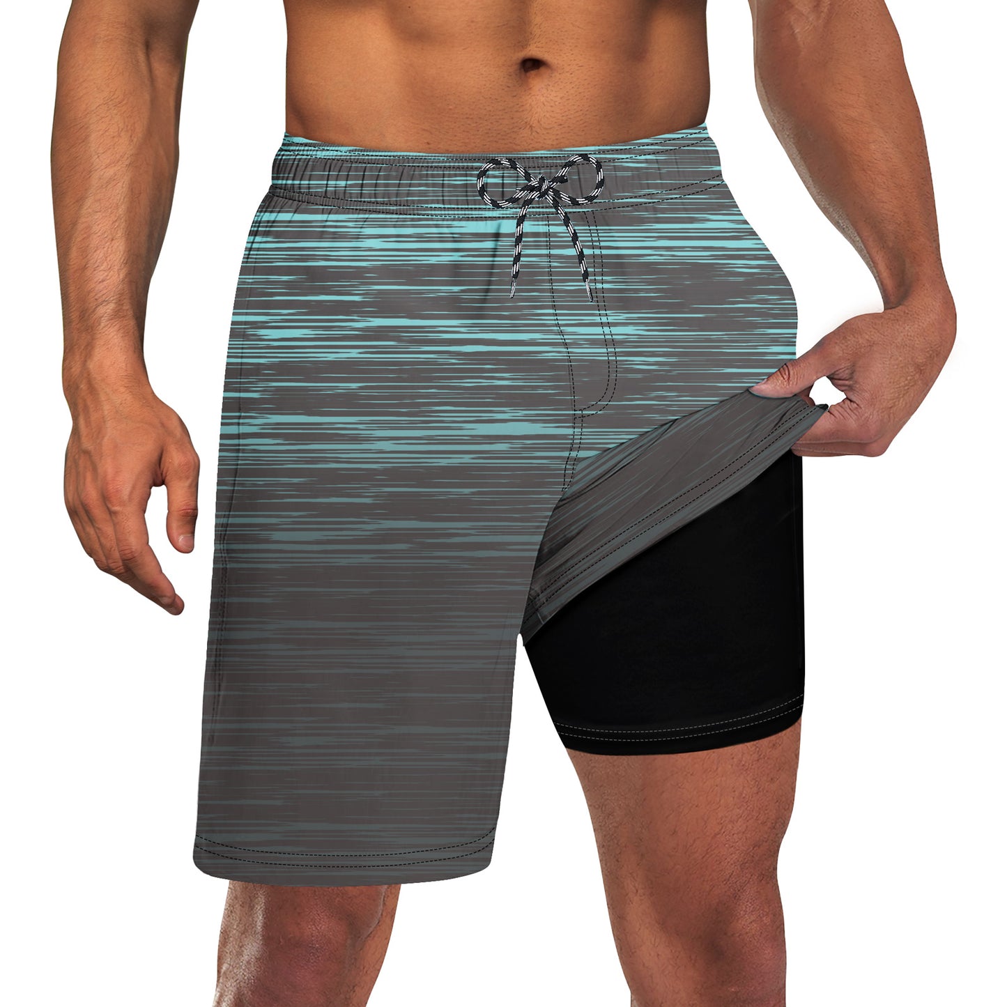 Aideaone Men's Swim Trunks with Compression Liner 9" Quick Dry Board Shorts Swimsuit Swimwear Bathing Suit