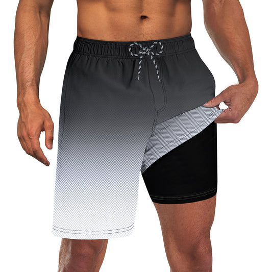 Aideaone Men's Swim Trunks with Compression Liner 9" Quick Dry Board Shorts Swimsuit Swimwear Bathing Suit