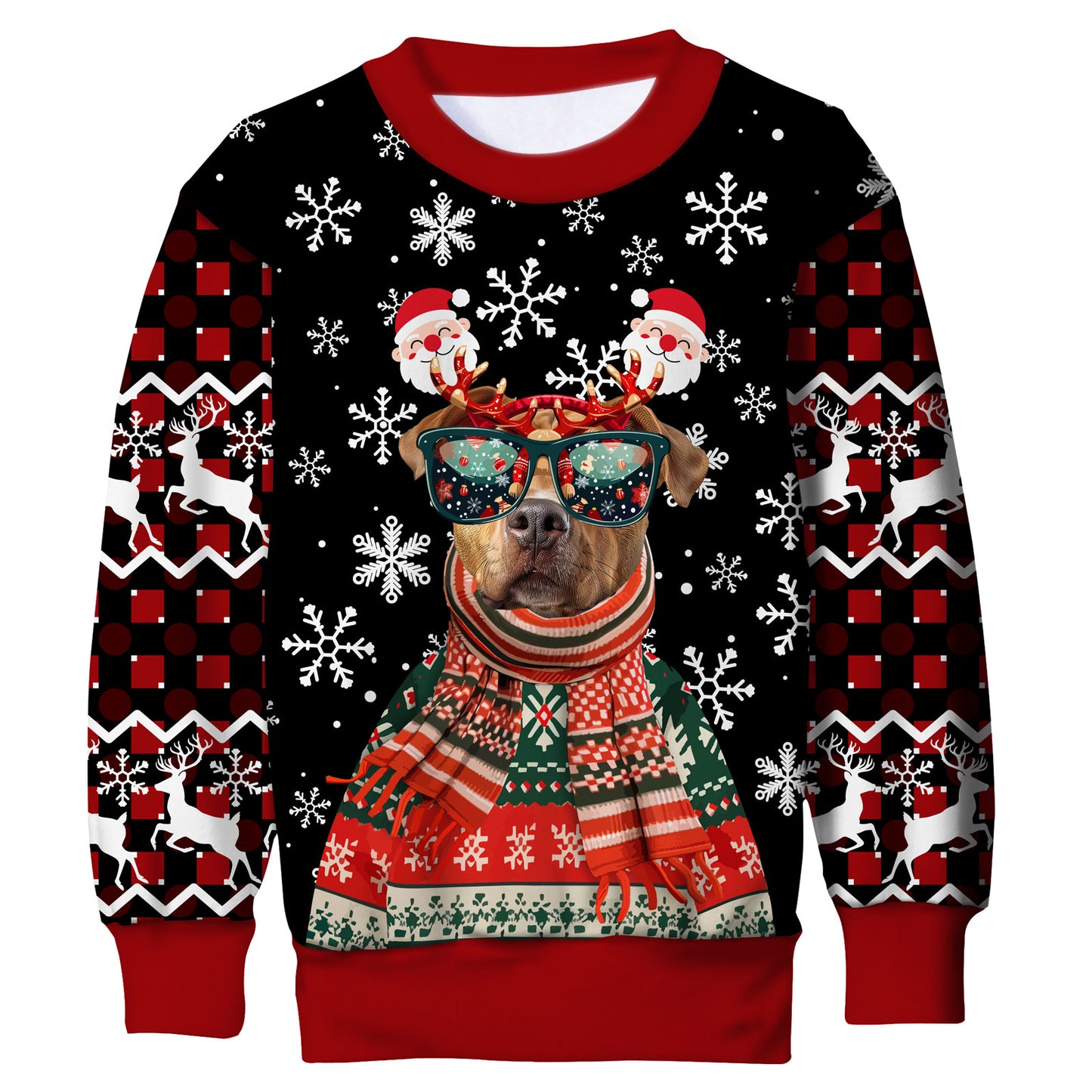 Aideaone Boys Girls Ugly Christmas Sweatshirt Kids 3D Graphic Xmas Pullover Long Sleeve Sizes 4‑16T