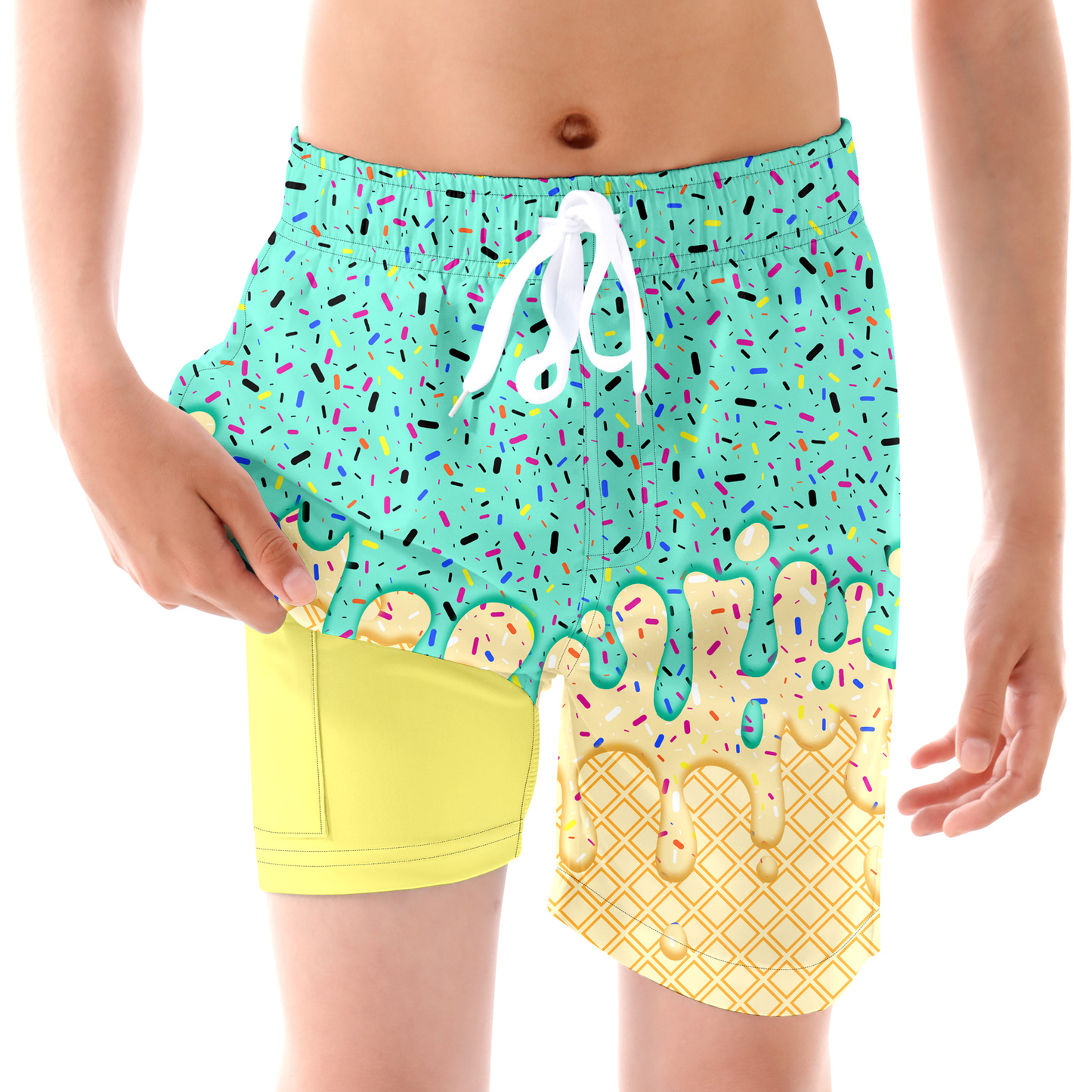 Aideaone Boys Swim Trunks with Compression Liner Casual Bathing Suit for Kids Swim Shorts 6-18 Years