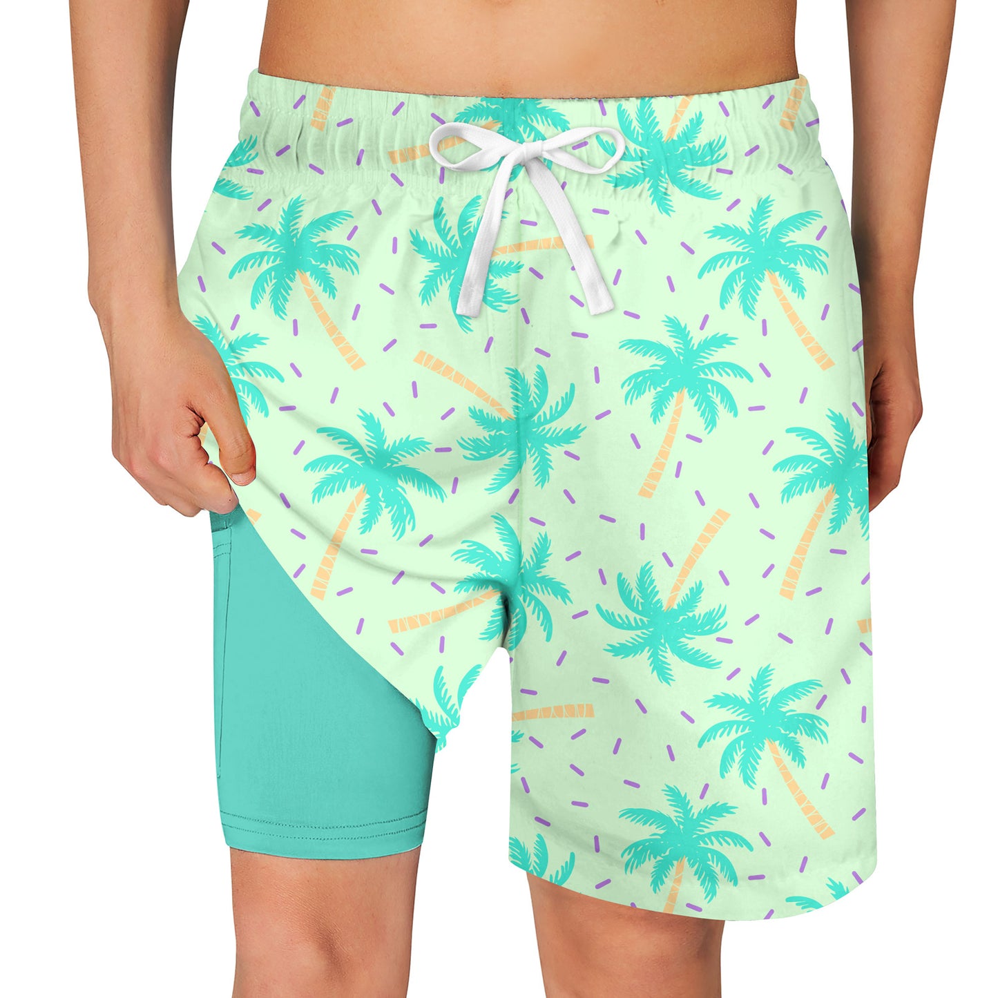 Aideaone Boys Swim Trunks with Compression Liner Casual Bathing Suit for Kids Swim Shorts 6-18 Years