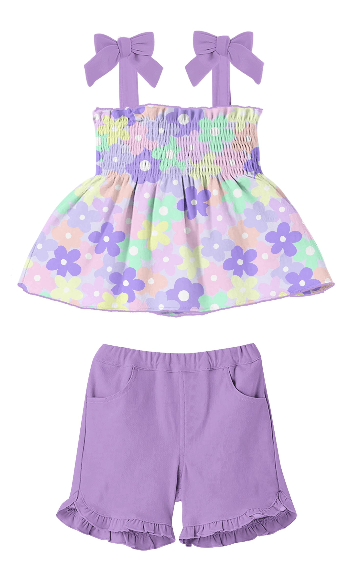 Toddler Girls Summer Outfit 2 Piece Ruffle Sleeveless Shirts Tops Shorts Set Clothes for Baby Girl Sizes 2T-5T