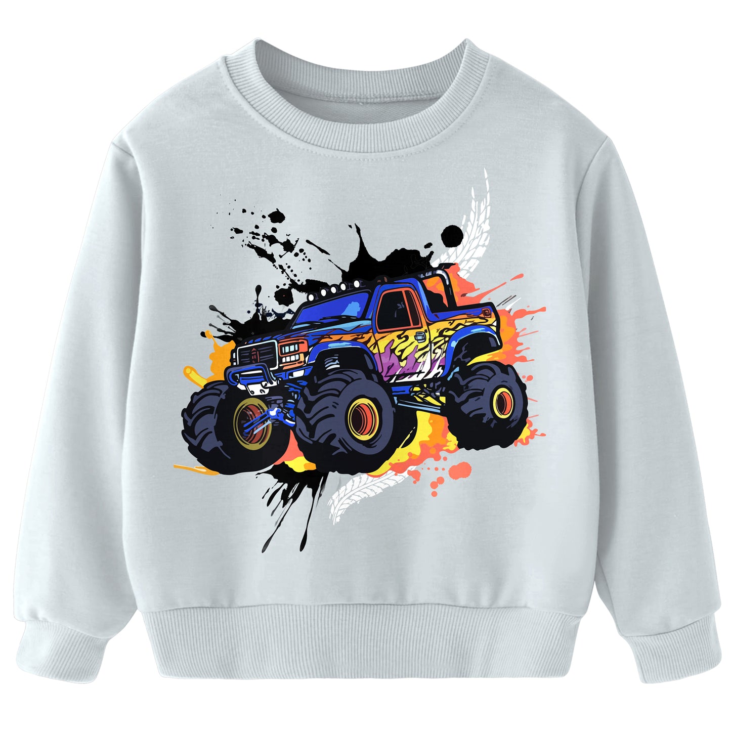 Aideaone Toddler Boys Sweatshirt Long Sleeve Boys Tractor/Truck Printed Sweatshirt Kids Crewneck Pullover Tops 3-6T