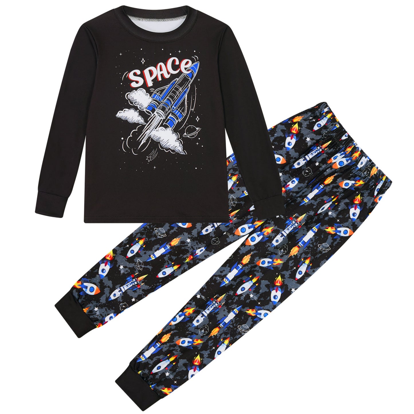 Aideaone Boys' Pajamas Set Long Sleeves Tees & Pants 2-Piece Printed Kid Sleepwear Pajamas Set for Boys 6-13Y