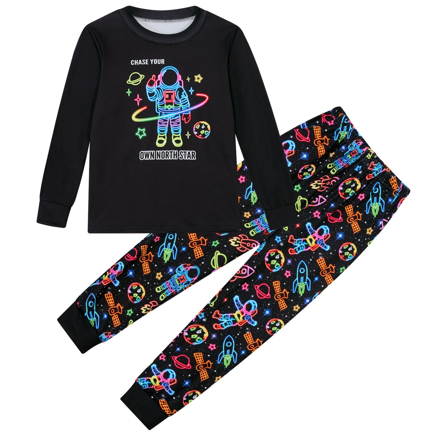 Aideaone Boys' Pajamas Set Long Sleeves Tees & Pants 2-Piece Printed Kid Sleepwear Pajamas Set for Boys 6-13Y
