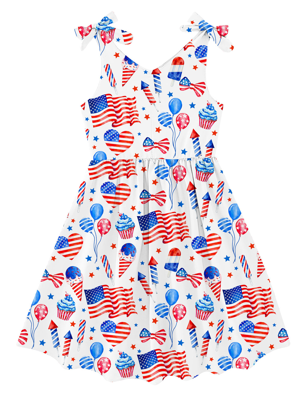 Aideaone Girls Dresses Sleeveless Summer Dress Bowknot Strap Stripe V Neck Sundress Blue 3-10T