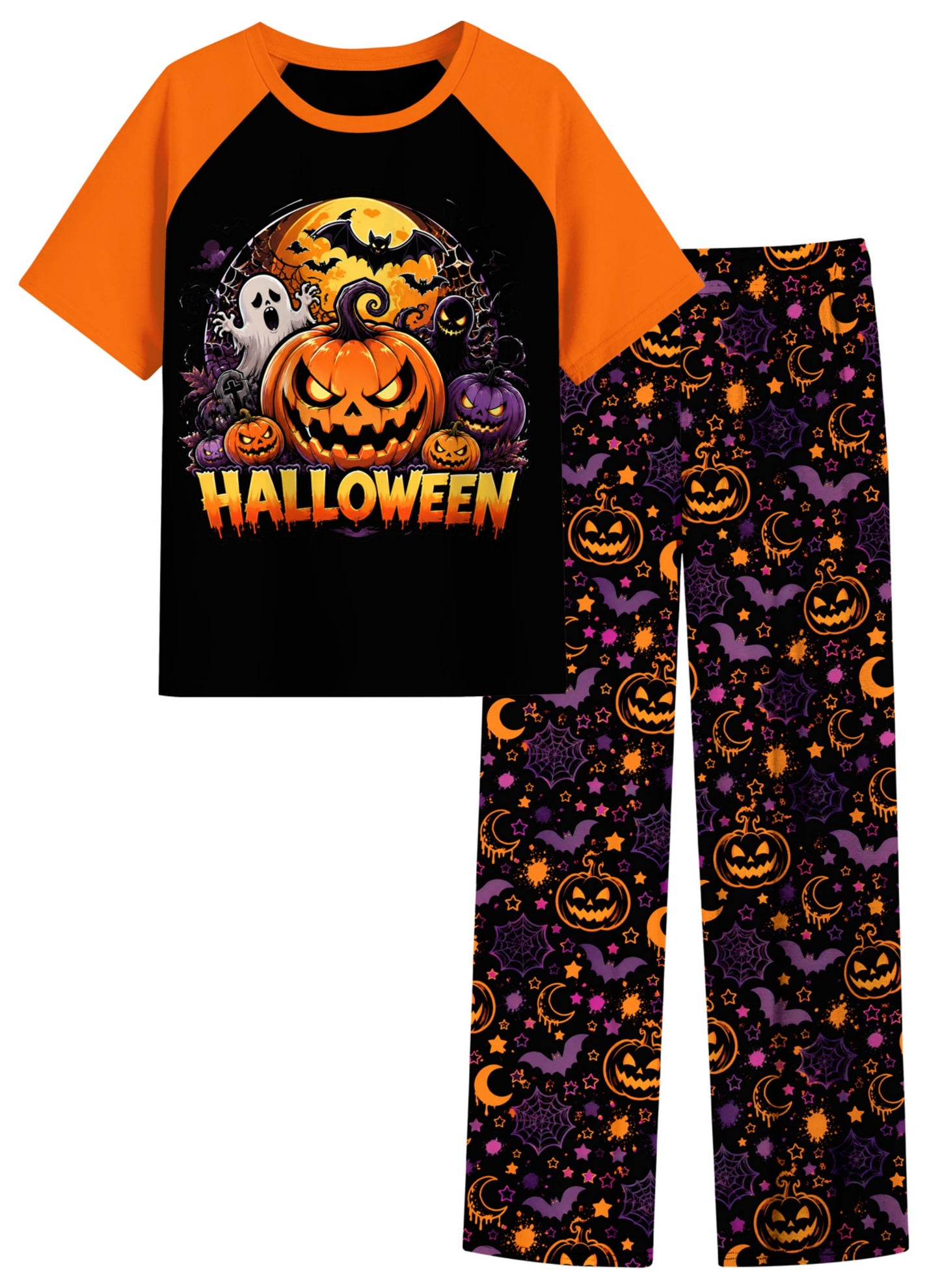 Aideaone Boys' Pajamas Set Short Sleeves Tops & Long Pants 2-Piece Printed Kid Sleepwear Pajamas Set for Boys 6-14Y