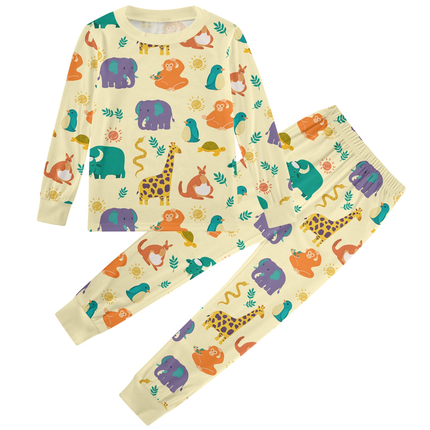 Aideaone Boys Pajamas Set Long Sleeves Tees & Pants 2-Piece Dinosaur Printed Kid Sleepwear Pajamas Set for Boys Age 3-6Y