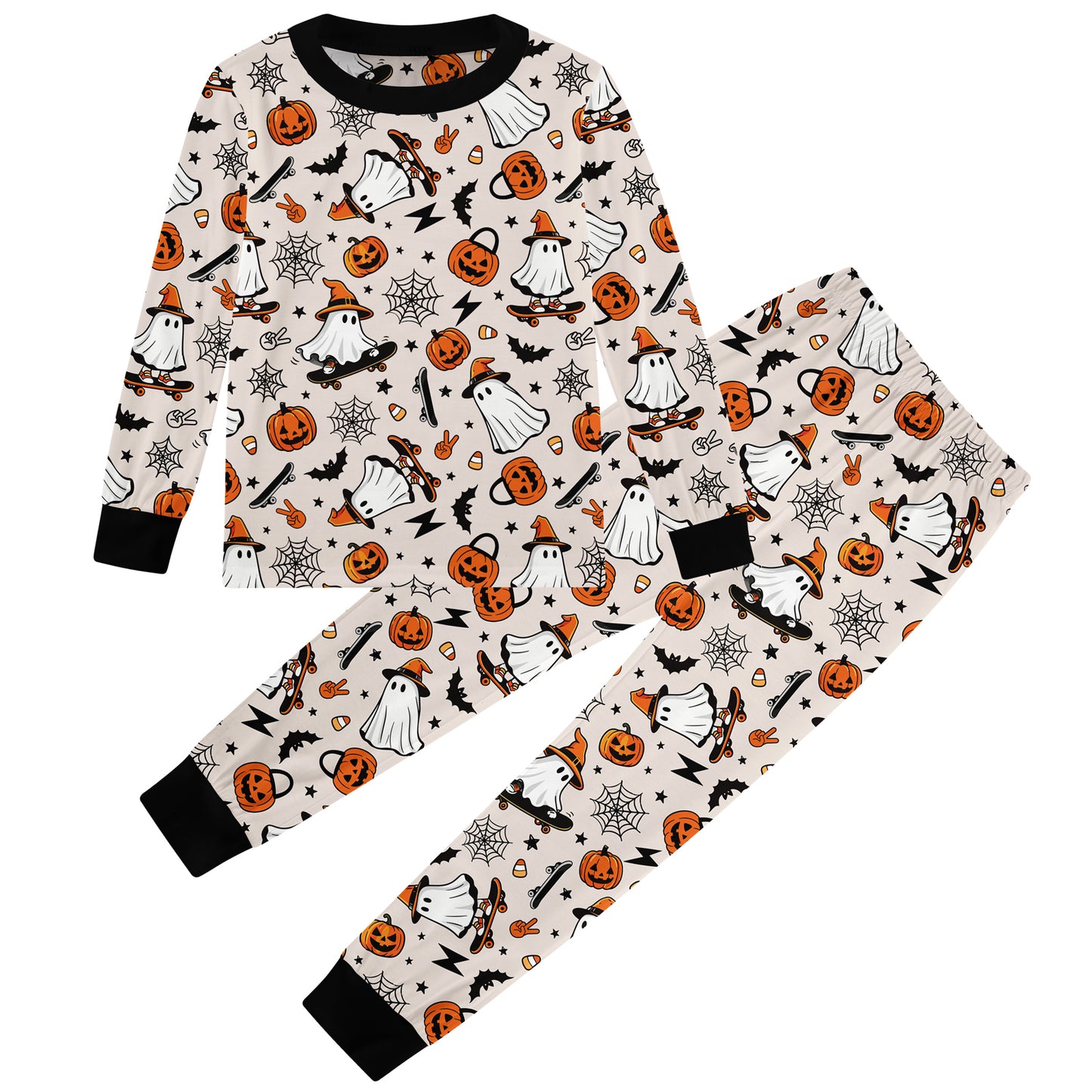Aideaone Boys Pajamas Set Long Sleeves Tees & Pants 2-Piece Dinosaur Printed Kid Sleepwear Pajamas Set for Boys Age 3-6Y