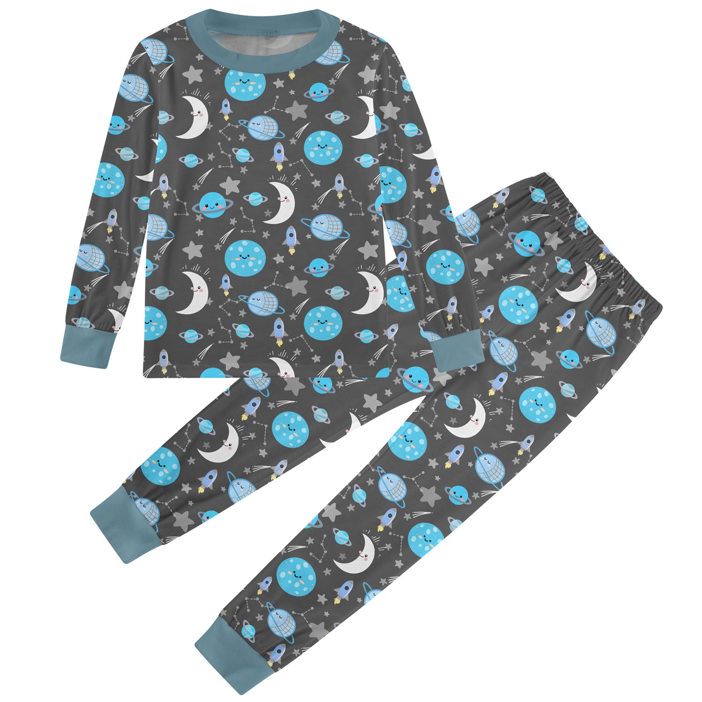 Aideaone Boys Pajamas Set Long Sleeves Tees & Pants 2-Piece Dinosaur Printed Kid Sleepwear Pajamas Set for Boys Age 3-6Y