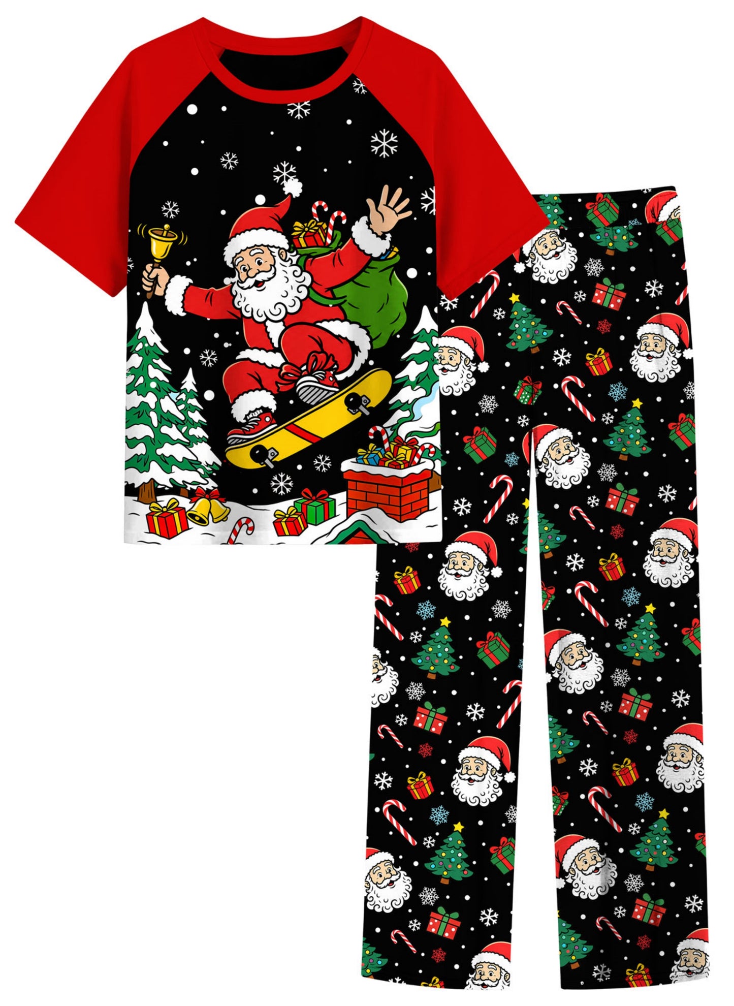 Aideaone Boys' Pajamas Set Short Sleeves Tops & Long Pants 2-Piece Printed Kid Sleepwear Pajamas Set for Boys 6-14Y