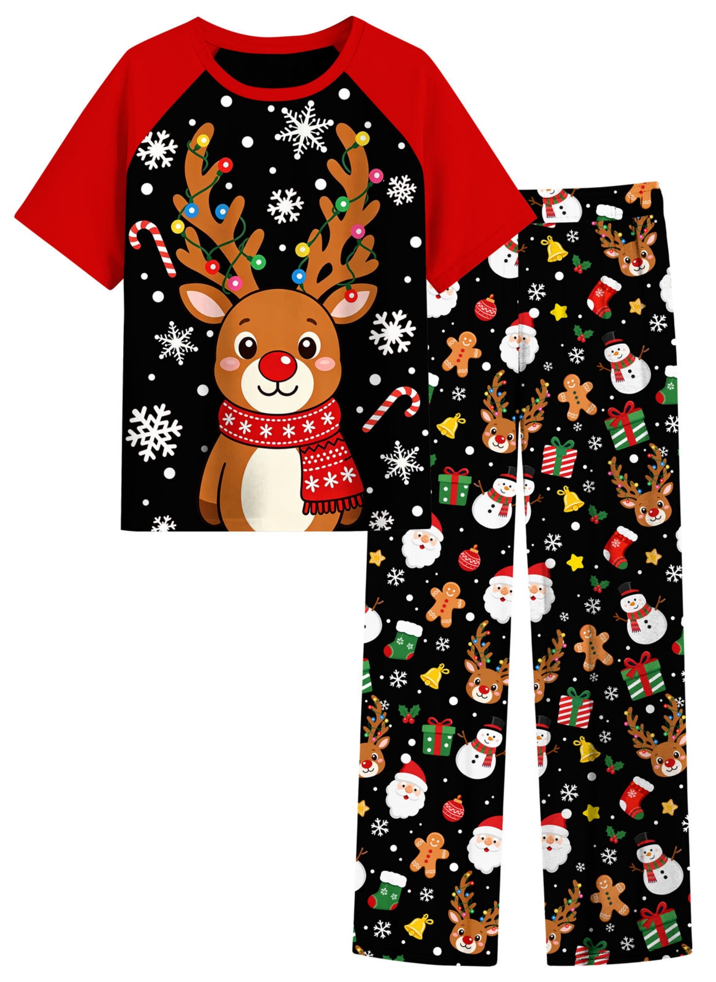Aideaone Boys' Pajamas Set Short Sleeves Tops & Long Pants 2-Piece Printed Kid Sleepwear Pajamas Set for Boys 6-14Y