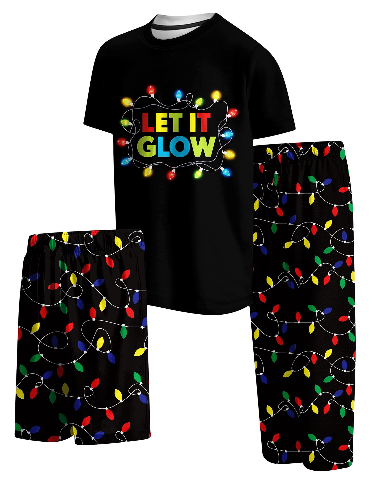 Aideaone Boys Pajamas Set Long Sleeves Tees & Pants 3-Piece Printed Kid Sleepwear Pajamas Set for Boys 7-14Y