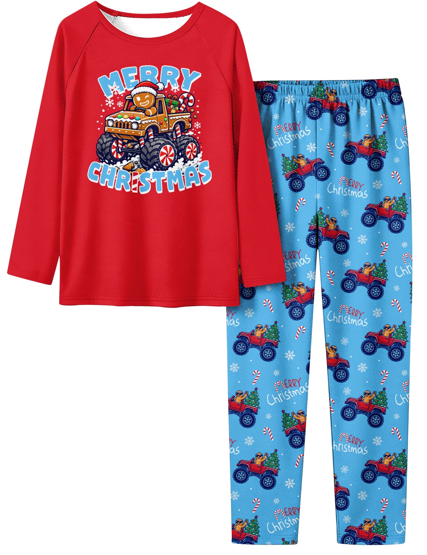 Aideaone Boys' Christmas Pajamas Set Long Sleeves Tees &amp; Pants 2-Piece Printed Kid Sleepwear Pajamas Set for Boys 7-14Y