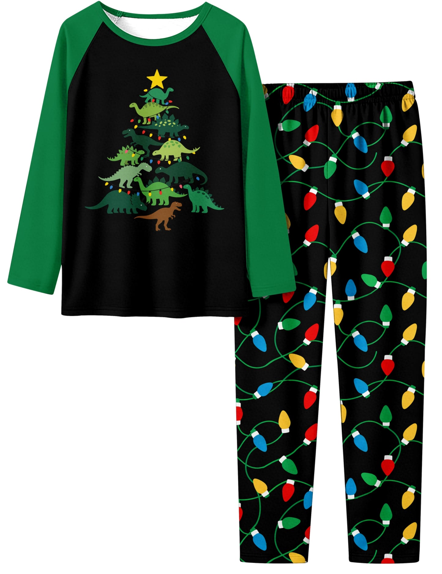 Aideaone Boys' Christmas Pajamas Set Long Sleeves Tees &amp; Pants 2-Piece Printed Kid Sleepwear Pajamas Set for Boys 7-14Y