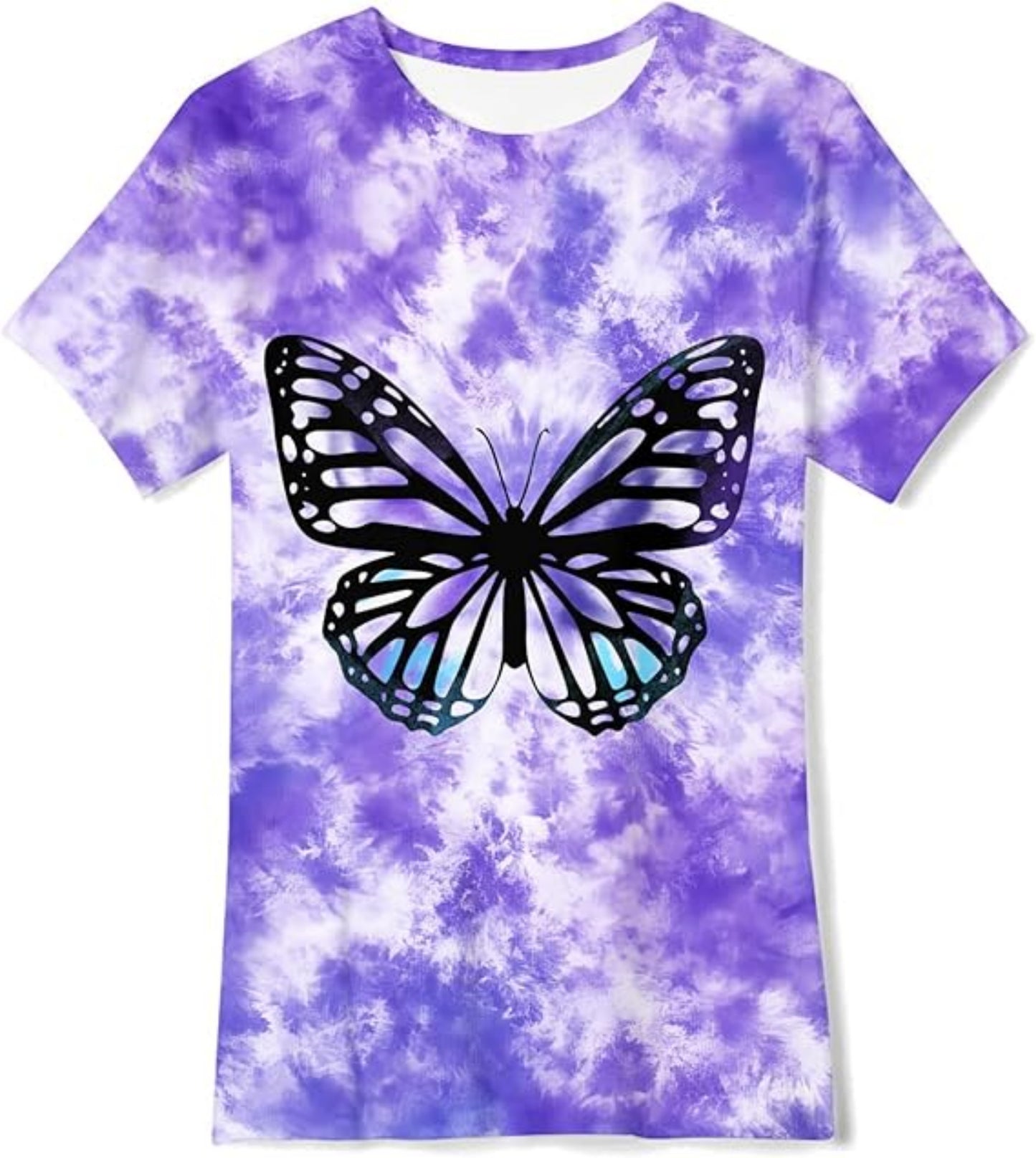 Tie Dye Shirts for Girls Kids Casual T-shirts Crewneck Short Sleeve Tee Top Size 5-12