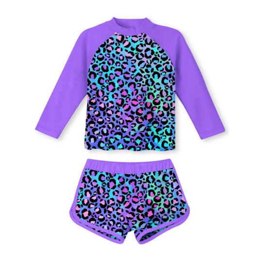 Aideaone Girls Rash Guard Swimsuit Long Sleeve Bathing Suit 2-Piece Set 3-10 Years